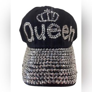 NEW “Queen” rhinestone bling black Y2K baseball cap